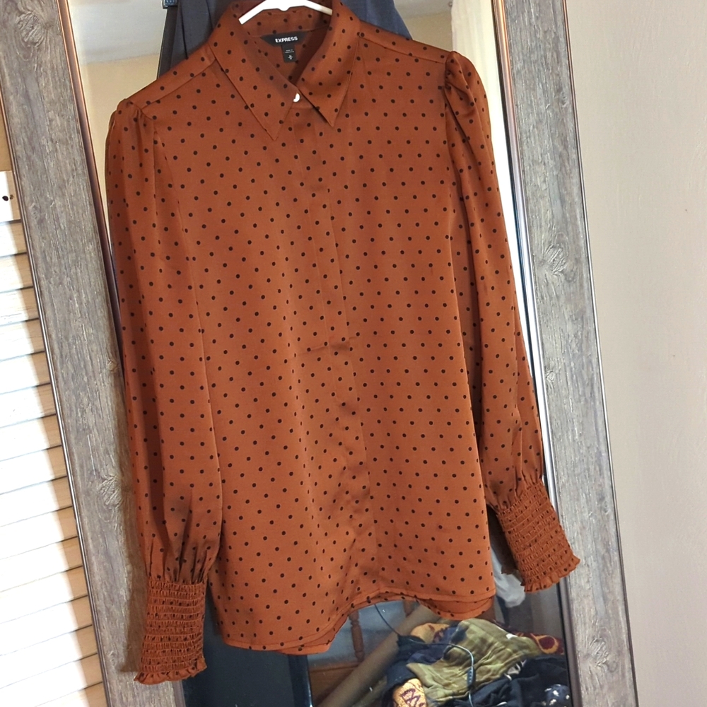 Express polka dot ruffle blouse